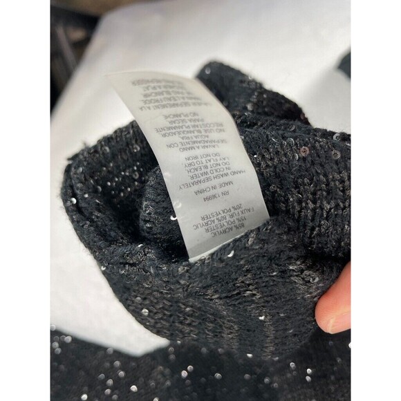 Sioni Sequin Cardigan Women’s Size L Long Sleeve Open Front Black Sparkle NWT - Picture 7 of 9